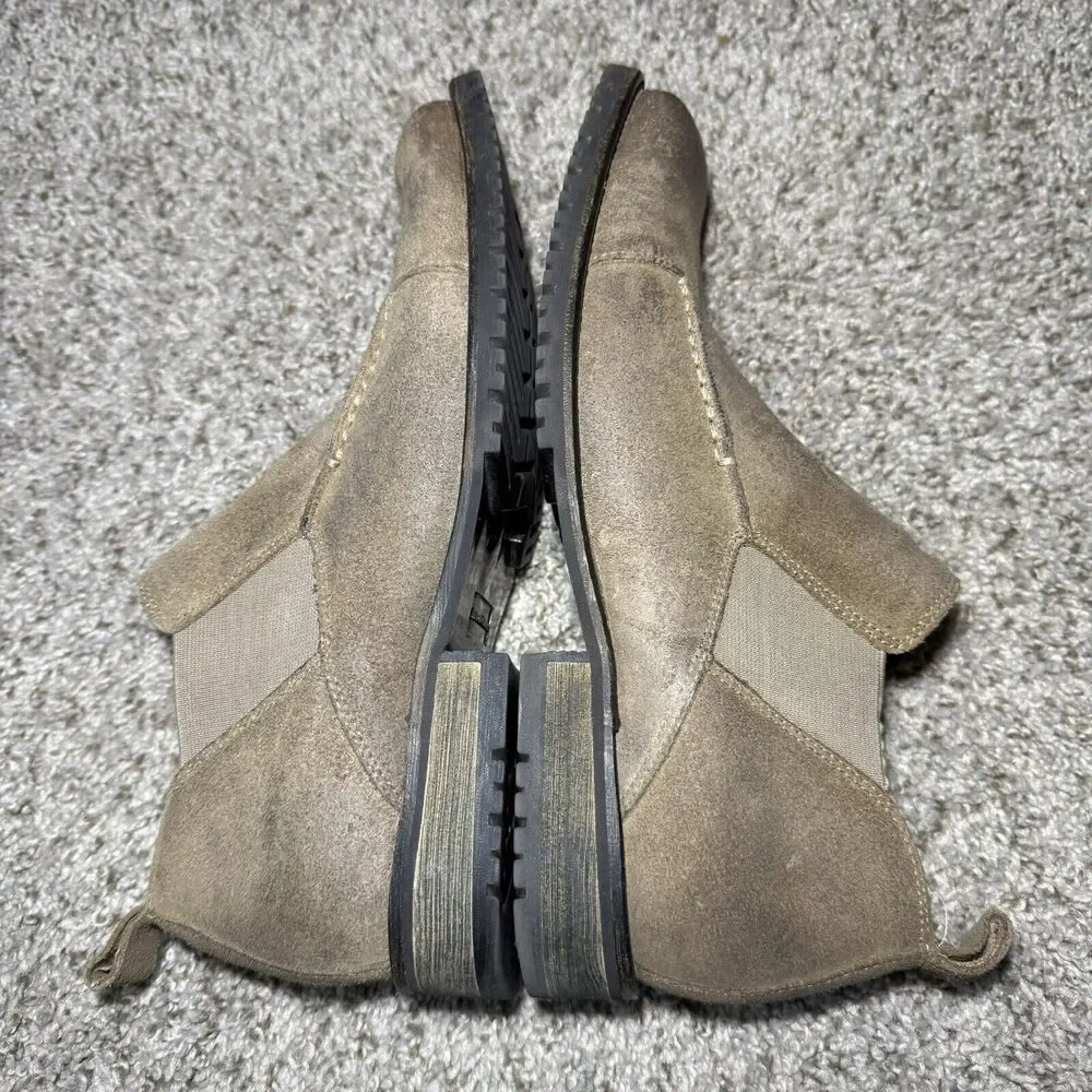 Aston Grey Chelsea Collection Ankle Boots Brown Leather Suede Square Toe Sz 9